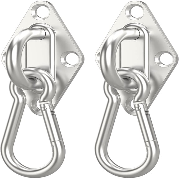 4 Pcs Ceiling Hooks 304 Stainless Steel Pad Eye Plate Anchor Heavy Duty Ceiling Light Hook M5 Wall Mount Ceiling Plant Hangers Chandelier Swag Hook with Screws for Lamp Plant Basket Ceiling Fan