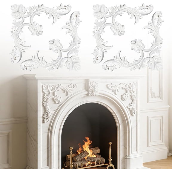 4 Pcs Ceiling Medallion Set,13.4 x 13.4 in Corner Ceiling Molding with Floral Patterns,PU Ceiling Trim French Style Accent Wall Kit for Interior Medallion Ceiling and Wall Decor