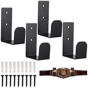 4 Pcs Championship Belt Display Holder, Wall Organizer Rack for WWE Wrestling & Boxing Championship Belt Display, Space-Saving Wall Mountable Storage for Bedroom, Home Gym and Club Black