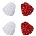 thumbnail image 1 of 4 Pcs Cheerleading Pom Poms,Topboutique Cheer Pom Poms,Metallic Foil Pom Poms with Plastic Handles,Fun Pom Poms for Adults Team Spirit Sports Party Cheering,White+Red, 1 of 7
