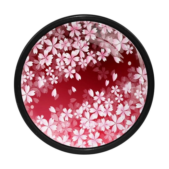 4 Pcs Cherry Spring Flower Knobs for Kitchen Cabinet Cupboard Dresser Bookcase Drawer Pulls Handles Round Home Decor