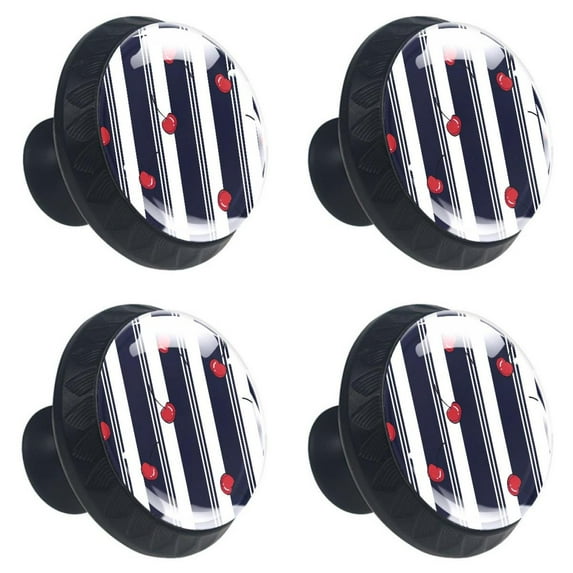 4 Pcs Cherry Stripe Knobs for Kitchen Cabinet Cupboard Dresser Bookcase Drawer Pulls Handles Round Home Decor