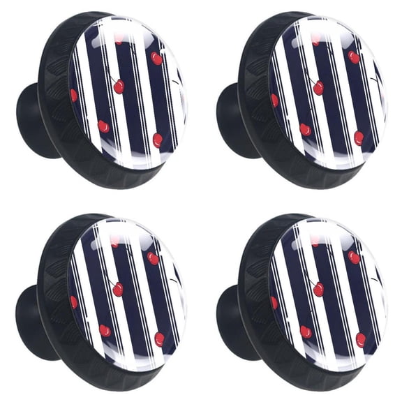 4 Pcs Cherry Stripe Knobs for Kitchen Cabinet Cupboard Dresser Bookcase Drawer Pulls Handles Round Home Decor
