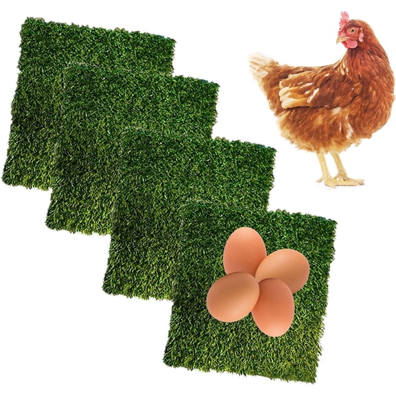 4 Pcs Chicken Nesting Box Pads,12"x12" Washable Artificial Grass Rug Carpet Fake Grass Synthetic Turf Mat for Chicken Coop Pet Garden Lawn Indoor Outdoor