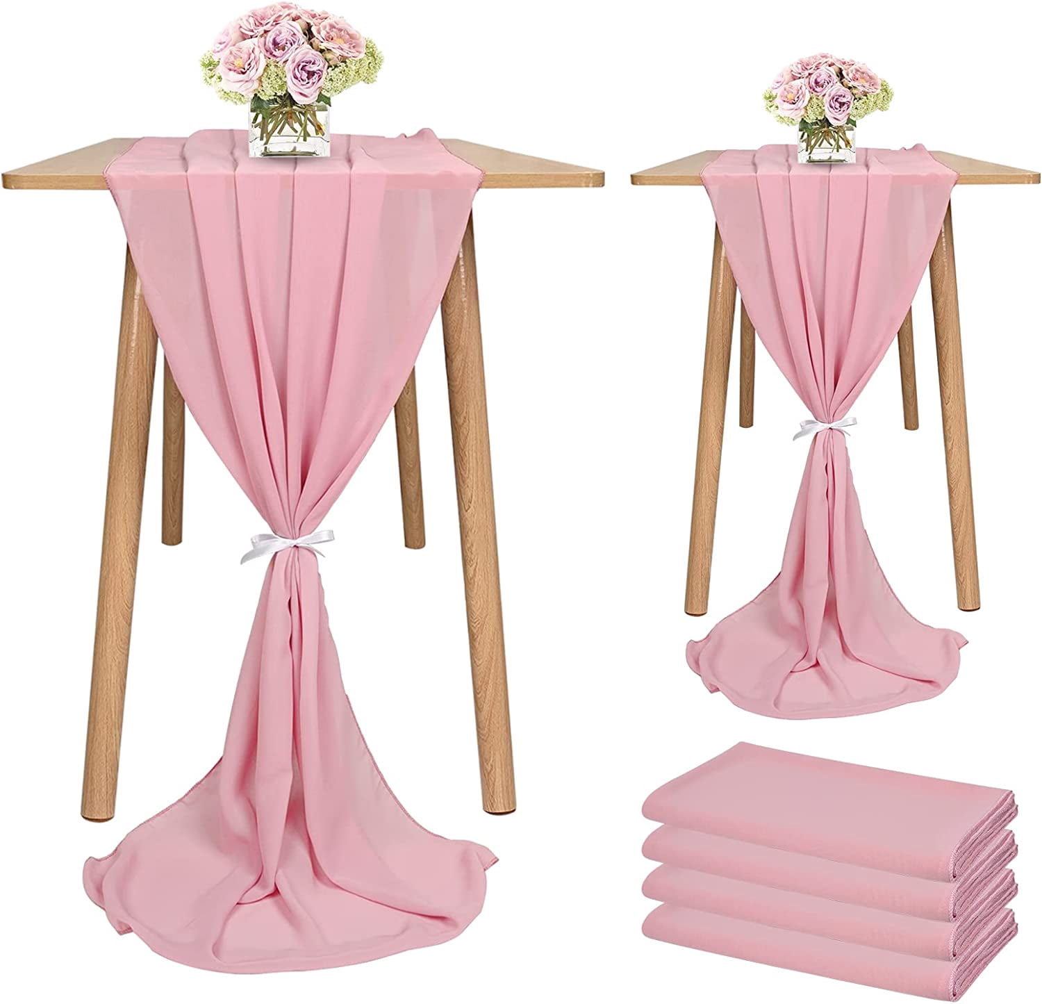 4 Pcs Chiffon Table Ruer 28x120 Inches Romantic Wedding Ruer 10ft Dusty ...