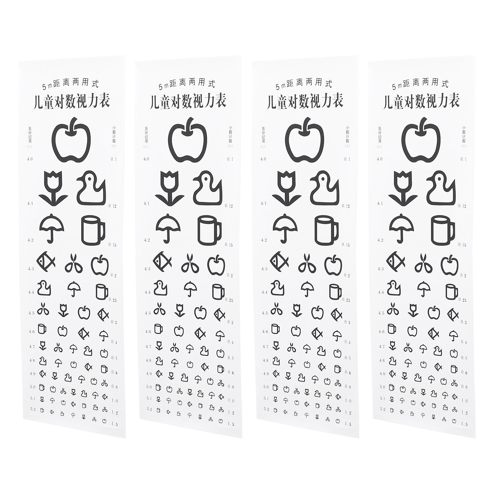 4 Pcs Children ' Test Visual Eye Exam Chart Kids Posters Wall Eye