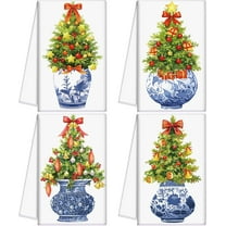 4 Pcs Chinoiserie Kitchen Towels 26" x 18" Blue and White Dish Hand Towels Porcelain Tea Towels Dishcloths Kitchen Bathroom Decor Spring Holiday Housewarming Gift