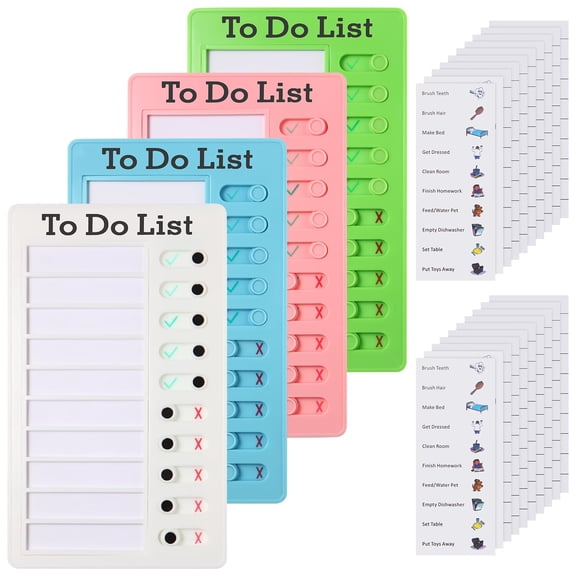 4 Pcs Chore Chart for Kids Visual Schedule Board with 16 Blank Cards and Colorful Sheets