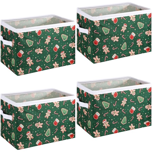 4 Pcs Christmas Basket with Handles Collapsible Laundry Basket