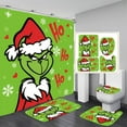 thumbnail image 1 of 4 Pcs Christmas Bathroom Set Christmas Shower Curtain with Rugs, Toilet Lid Cover and Bath Mat Winter Bathroom Shower Decor Accessory Set, 1 of 7