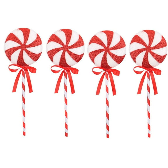 4 Pcs Christmas Candy Lollipop Ornaments, 8.3in Candy Cane Hanging Decor Fake Candy Canes Peppermint Christmas Tree Decoration Cupcake Candy Crafts Pendant Xmas Tree Party Supplies