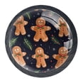 thumbnail image 1 of 4 Pcs Christmas Gingerbread Man Knobs for Kitchen Cabinet Cupboard Dresser Bookcase Drawer Pulls Handles Round Home Decor, 1 of 8
