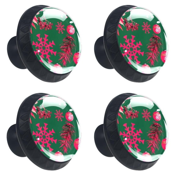 4 Pcs Christmas Knobs for Kitchen Cabinet Cupboard Dresser Bookcase Drawer Pulls Handles Round Home Decor