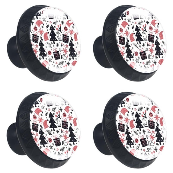 4 Pcs Christmas Knobs for Kitchen Cabinet Cupboard Dresser Bookcase Drawer Pulls Handles Round Home Decor
