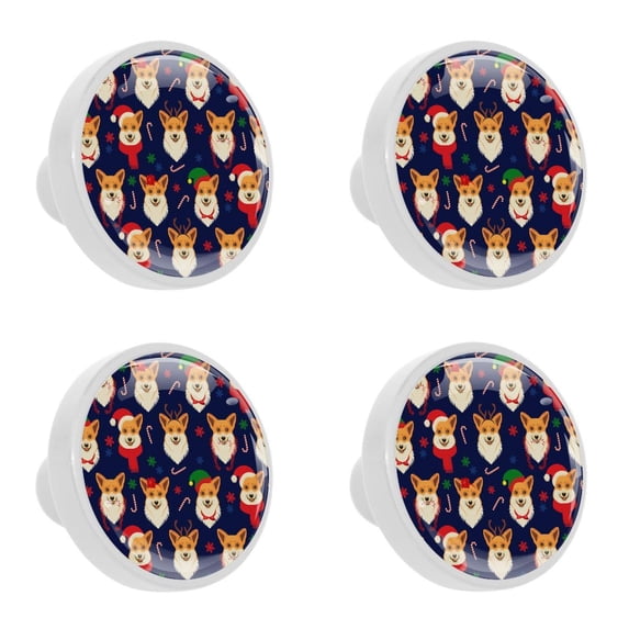 4 Pcs Christmas Knobs for Kitchen Cabinet Cupboard Dresser Bookcase Drawer Pulls Handles Round Home Decor