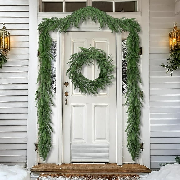 4 Pcs Christmas Norfolk Pine Garland, 6 Ft Dense Norfolk Pine Real Touch Garland, Artificial Pines Greenery Garlands for Christmas Holiday Mantle Fireplace Table Home Decor