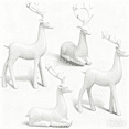 thumbnail image 1 of 4 Pcs Christmas Reindeer Decor Small Resin Standing Sitting Deer Figurine Mini Reindeer Christmas Table Decoration for Home Indoor Xmas Holiday Small Statue Rustic Table Decor(White), 1 of 8