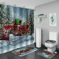thumbnail image 1 of 4 Pcs Christmas Shower Curtains Set with Non-Slip Rugs, Toilet Lid Cover and Bath Mat, Vintage Rustic Wooden Shower Curtain with 12 Hooks, Xmas Tree Snowflake Shower Curtain for Bathroom, 1 of 8