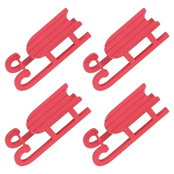 4 Pcs Christmas Sleigh Decoration Ornaments Miniature Scene Props Tree (red) 4pcs Decors Vintage Sled Vacation