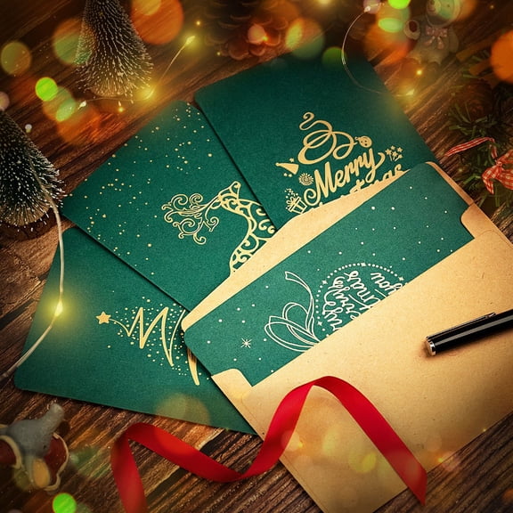 4 Pcs Christmas Small Card Greeting Card Christmas Blank Postcard Envelope Three-Dimensional Diy Children'S Creative Trend