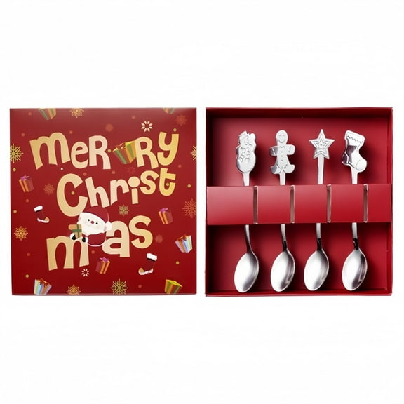 4 Pcs Christmas Spoon Stainless Steel Tea Spoons Coffee Spoon Tableware