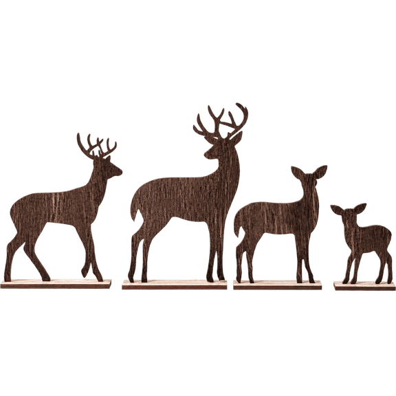 4 Pcs Christmas Table Decorations Wooden Centerpiece, Reindeer
