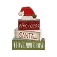 thumbnail image 1 of 4 Pcs Christmas Table Decorations Wooden Red Santa Hat Christmas Tiered Tray Decor Rustic Wood Santa Hat Block Sign Xmas Centerpiece Mimi and Papa's Gift Decor for Home Shelf Kitchen, 1 of 7