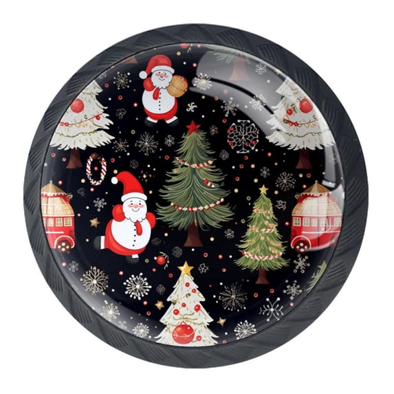 4 Pcs Christmas Tree Knobs for Kitchen Cabinet Cupboard Dresser Bookcase Drawer Pulls Handles Round Home Decor