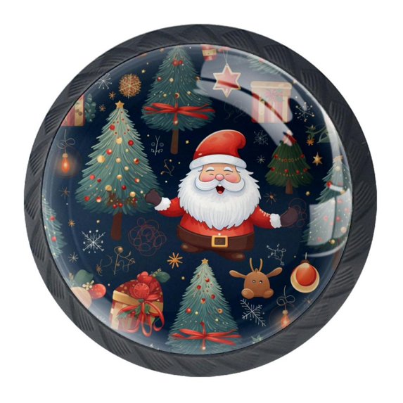 4 Pcs Christmas Tree Knobs for Kitchen Cabinet Cupboard Dresser Bookcase Drawer Pulls Handles Round Home Decor