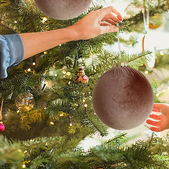 4 Pcs Christmas Tree Ornaments Velvet Balls Christmas Decorations,Large Velvet Ornaments for Christmas Tree,Soft Flocked Christmas Ornaments Hanging for Christmas Tree Home Office Decoration