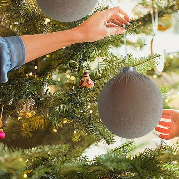 4 Pcs Christmas Tree Ornaments Velvet Balls Christmas Decorations,Large Velvet Ornaments for Christmas Tree,Soft Flocked Christmas Ornaments Hanging for Christmas Tree Home Office Decoration