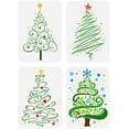 thumbnail image 1 of 4 Pcs Christmas Tree Stencils 11.7x8.3 inch Christmas Theme Stencils Plastic Tree Stars Snowflake Patterns Template Reusable DIY Art and Craft Stencils for Christmas Home Wall Decor, 1 of 9