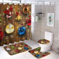 4 Pcs Christmas Wood Grain Shower Curtains Sets with NonSlip Rug