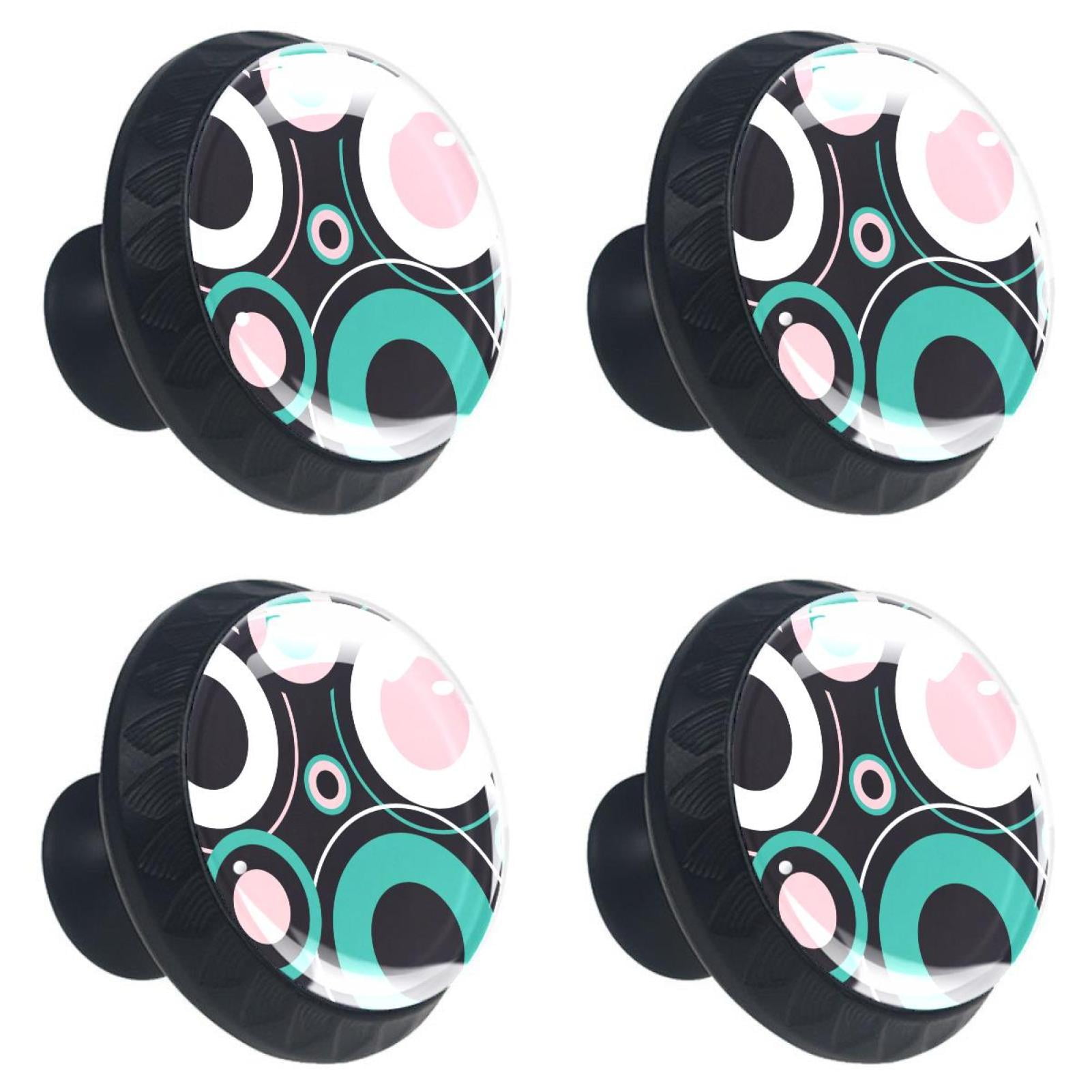 4 Pcs Circle Background Knobs for Kitchen Cabinet Cupboard Dresser Bookcase Drawer Pulls Handles Round Home Decor