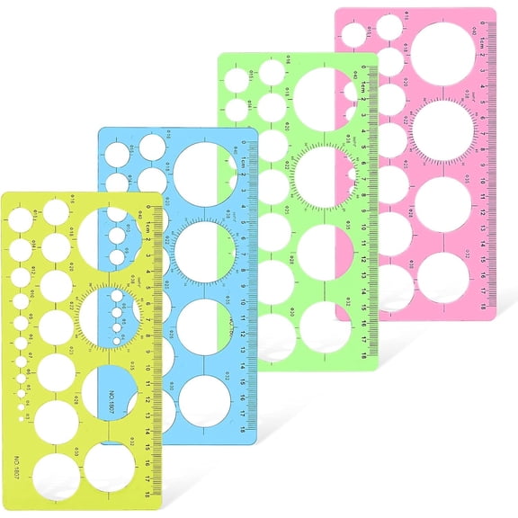 4 Pcs Circle Template for Drawing Circle Stencils Drafting Tools Set Stencil Maker Rulers,Digital Measuring Templates Rulers for Office, School,Building,Formwork, Drawings