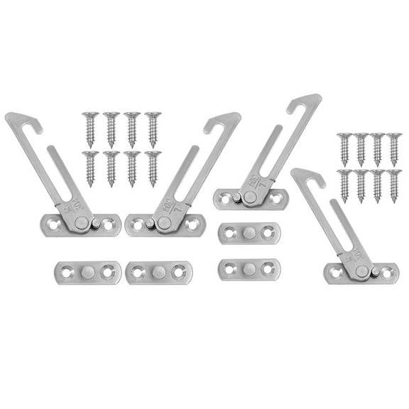 Homoyoyo 4Pcs Silver Window Lock Limiters for Vertical Windows with Hand Screw Installation