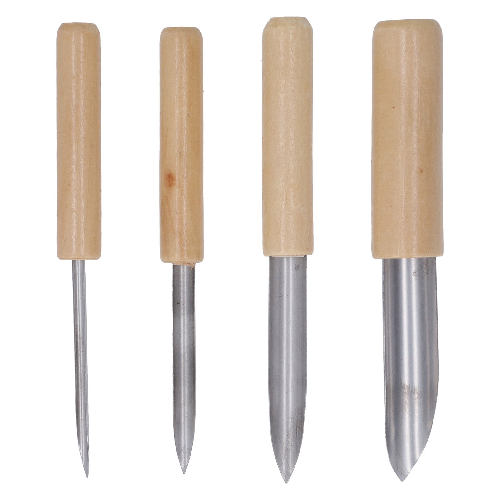 4 Pcs Clay Hole Cutters Wood Handle Stainless Steel Semi Round Punching Shaping Pottery Clay