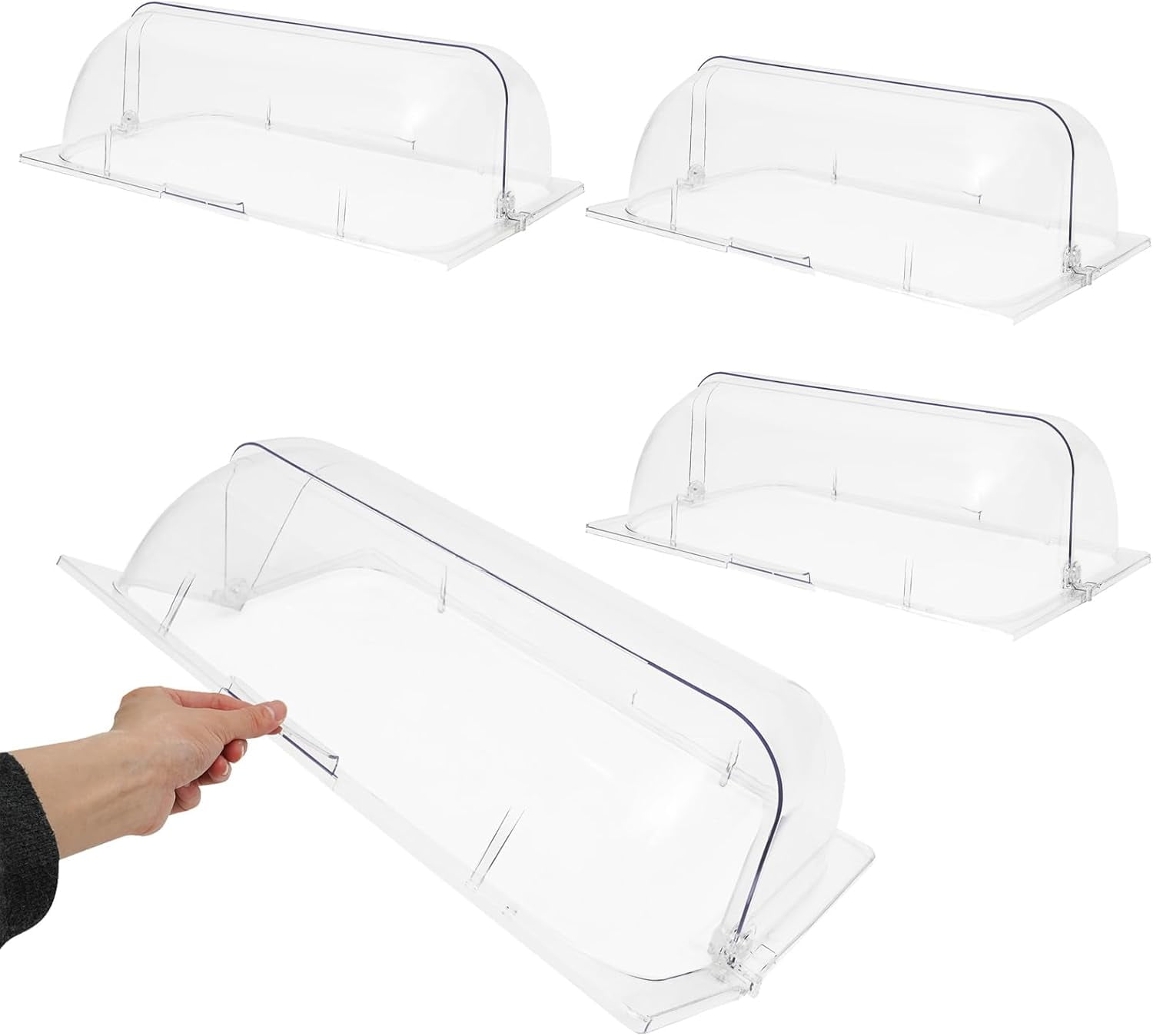 2 Pcs Clear Chafing Dish Cover Half Size Roll Top Bakery Pan Display 1 2 Plastic Chafing Dessert Cake Food Display Cover For Cupcake Exhibition - View #4