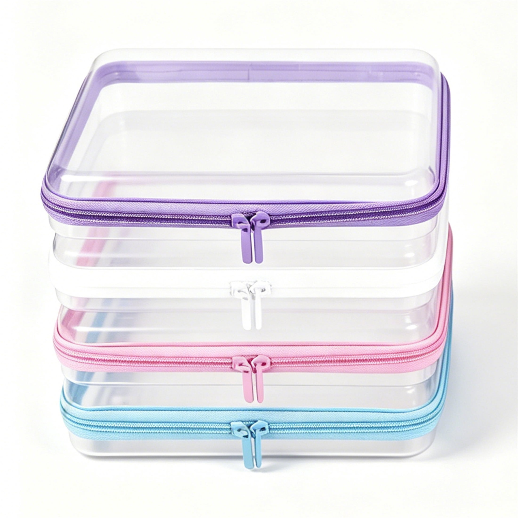 4 Pcs Clear Hard Zipper Case Hard-Sided Storage Case Plastic Hard