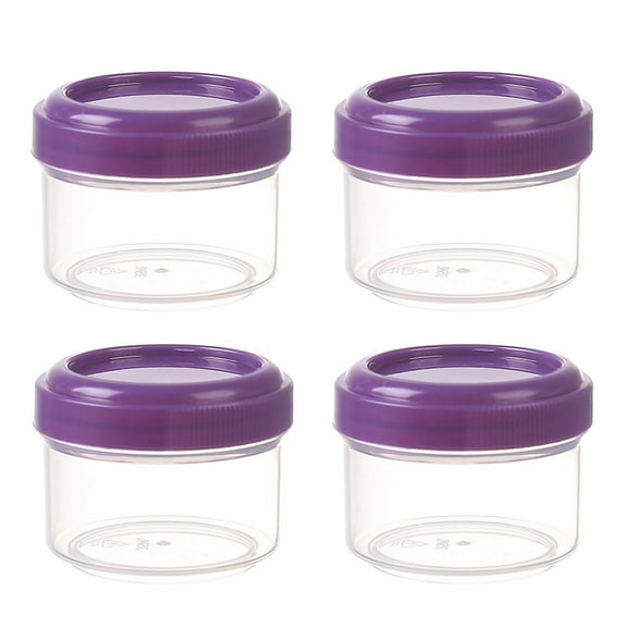 4 Pcs Plastic Food Storage Containers,Transparent Plastic Jar Box Dispenser Bottle 35ML, Condiment Containers with Lids,Reusable Tomato Jar Salad Bottle Seasoning Bottle,BPA-free(Purple)