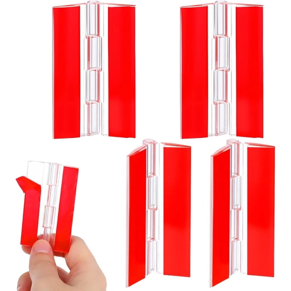 4 Pcs Clear Plastic Hinges, 65 x 40 mm Self-Adhesive Acrylic Hinges Transparent Continuous Folding Hinge Tools for Crafts Aquarium Lid Cabinet Furniture Display Stand