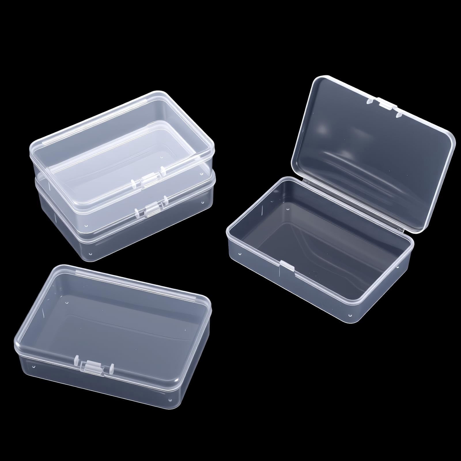 4 Pcs Clear Plastic Storage Containers Box with Lid Small Rectangle ...