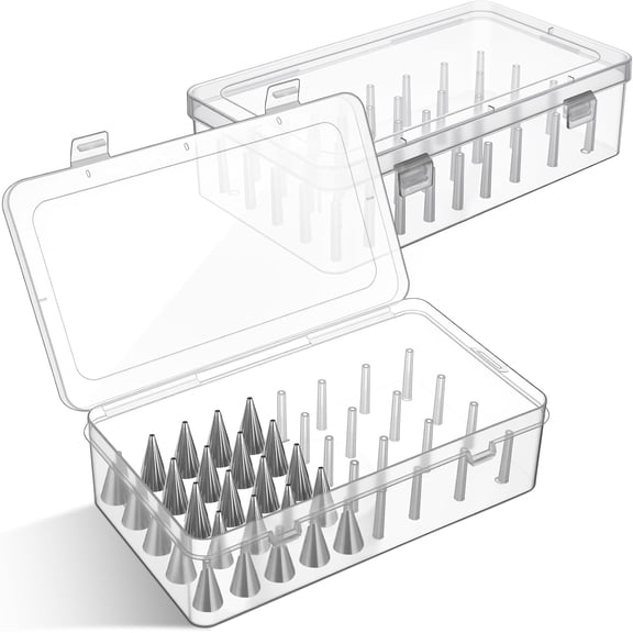 4 Pcs Clear Stackable Piping Tip Organizer Box, 168 Nozzle Cake Decorating Tool Storage with Fixed Pins