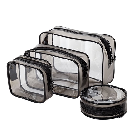 4 Pcs Clear Zipper Pouch, Multipurpose Travel Cosmetic & Office Storage Bags