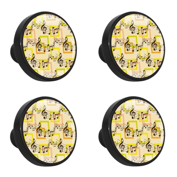 4 Pcs Clef Music Sound Knobs for Kitchen Cabinet Cupboard Dresser Bookcase Drawer Pulls Handles Round Home Decor