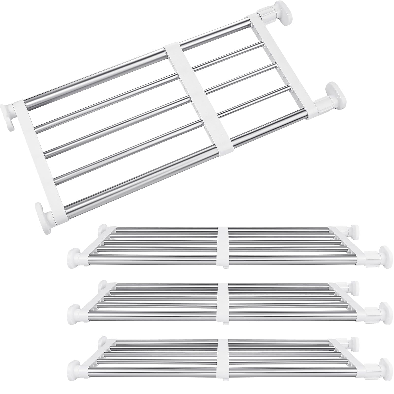 4 Pcs Closet Tension Shelf Rod Metal Expandable Shelf Organizer ...