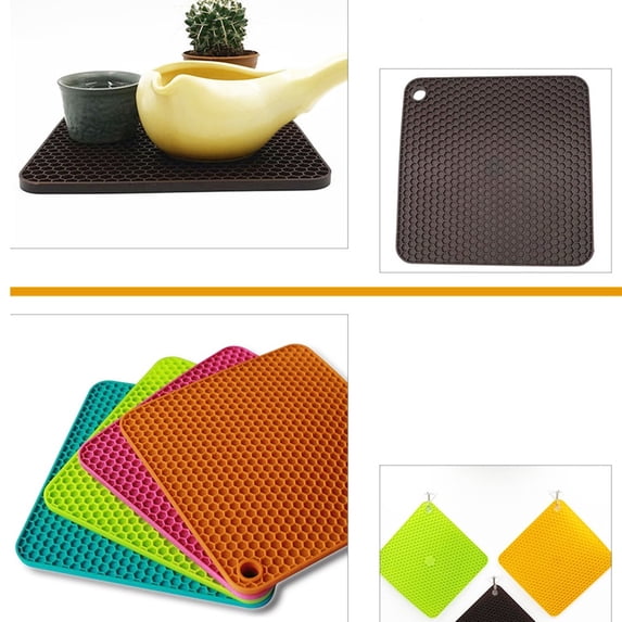 NIAIZEK Silicone Hot Pot Mat Trivet 8.5x0.7x0.2in Kitchen Counter Protector Red Yellow