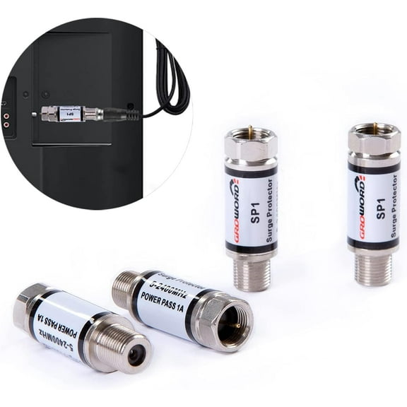 4 Pcs Coaxial Sur Lightning Protector/Sur Suppressor -for Protector Satellite in-Line, Cable Box, Distribution Amplifier - 75 ohm 5-2400Mhz Home Cable TV Lightning Arrestor