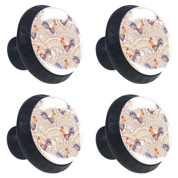 4 Pcs Cock and Scale Knobs for Kitchen Cabinet Cupboard Dresser Bookcase Drawer Pulls Handles Round Home Decor