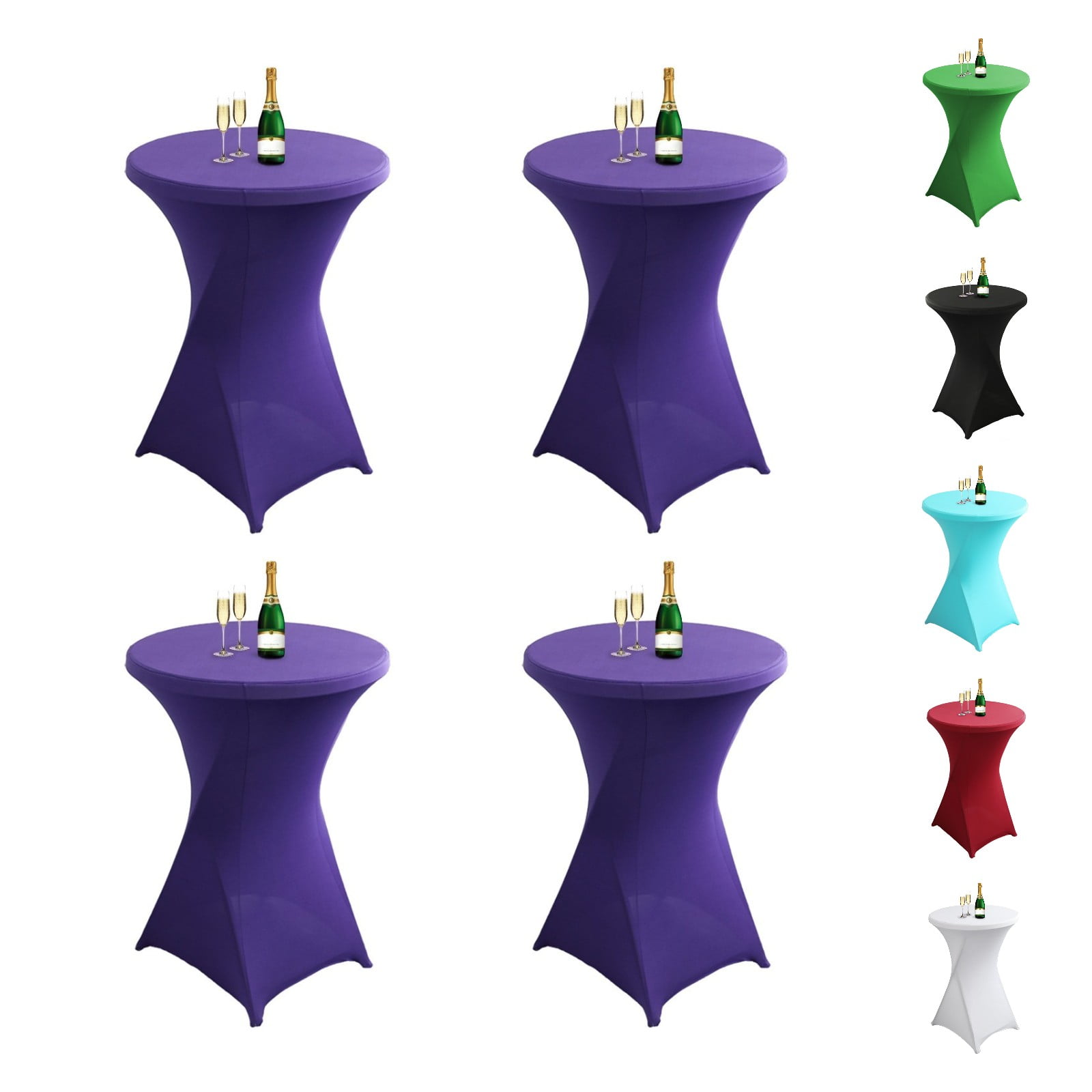 4 Pcs Cocktail Tablecloth Purple 32" Round Polyester Highboy Table